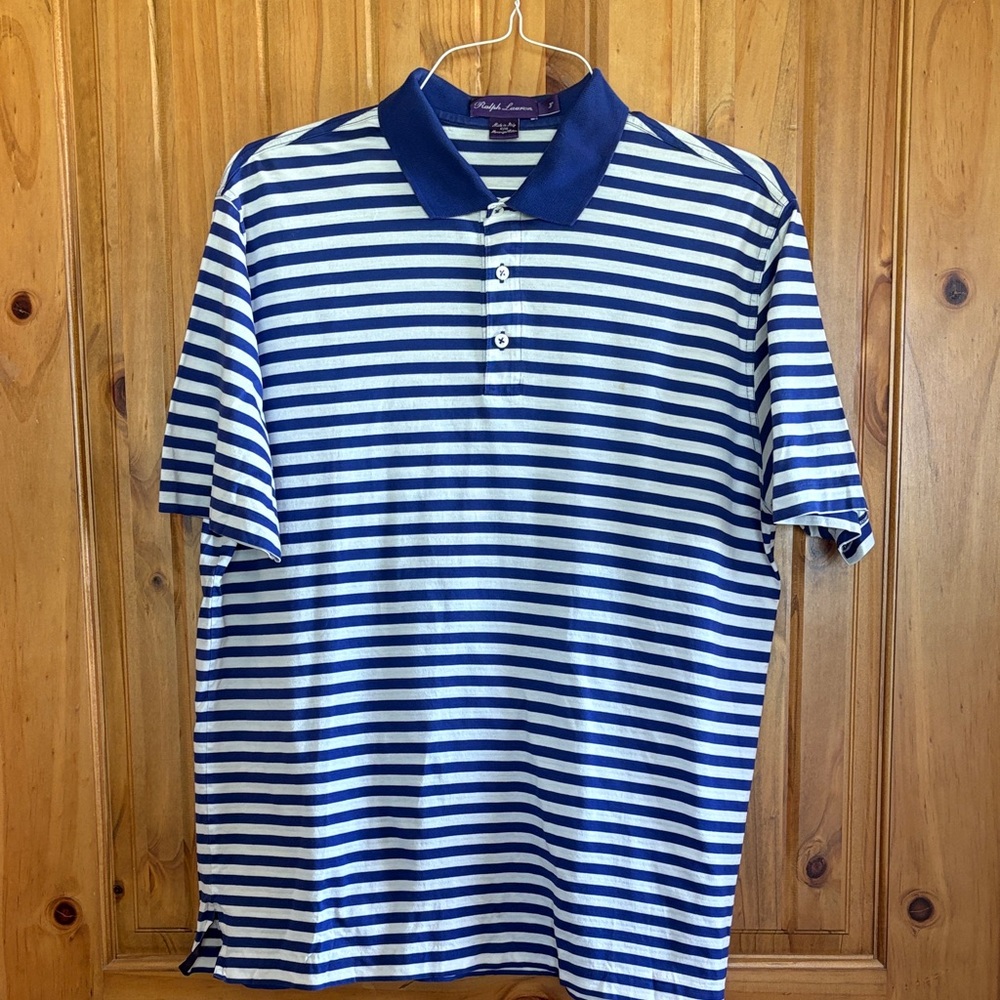 Ralph Lauren Navy and White Striped Polo Shirt